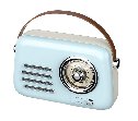 רדיו וינטג' Bluetooth ממותג עם ידית נשיאה דמוי עור